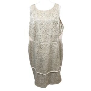 Calvin Klein Evening Dress Womens 20W Champagne Lace Cocktail MOB MOG Prom HoCo